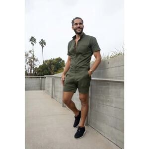 RomperJack Mens Olive Green Romper Size Medium EUC  Rugged Stylish Classic